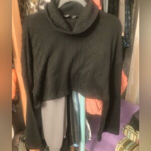 Black Cowl Neck Cropped Sweater